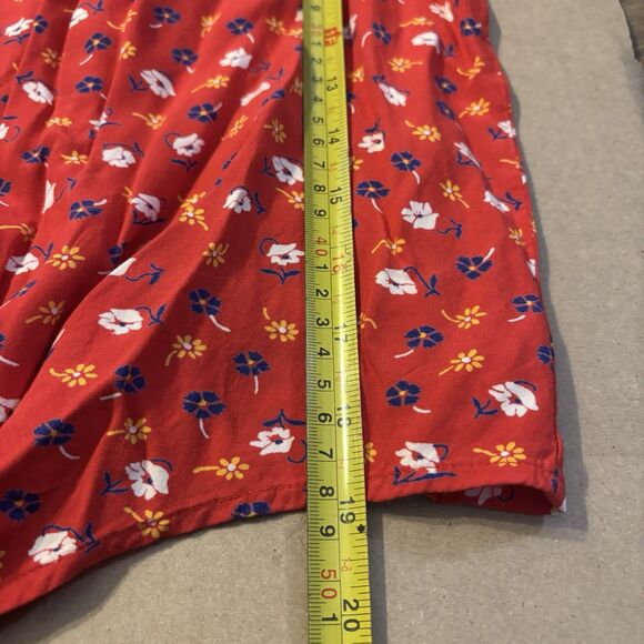 Madewell Novel Tie-Front Top in Prairie Posies Red Short Sleeve V-Neck Size XS - Picture 13 of 13